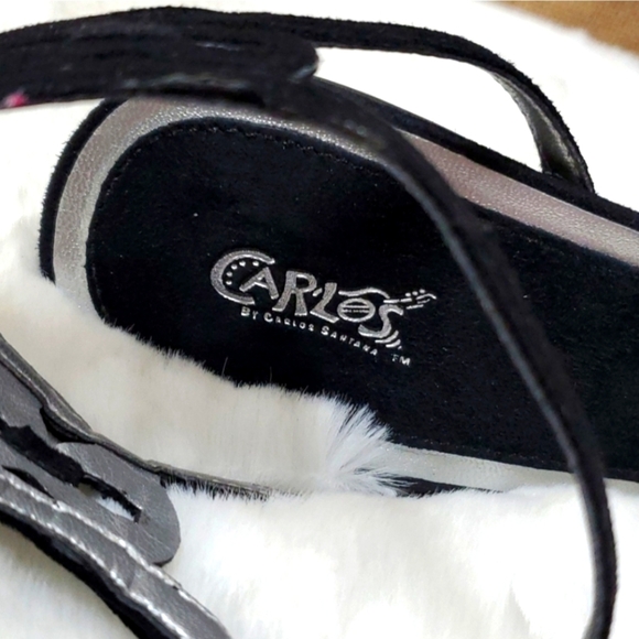 Carlos By Carlos Santana, Black Suede Peep Toe Heels - Picture 7 of 8